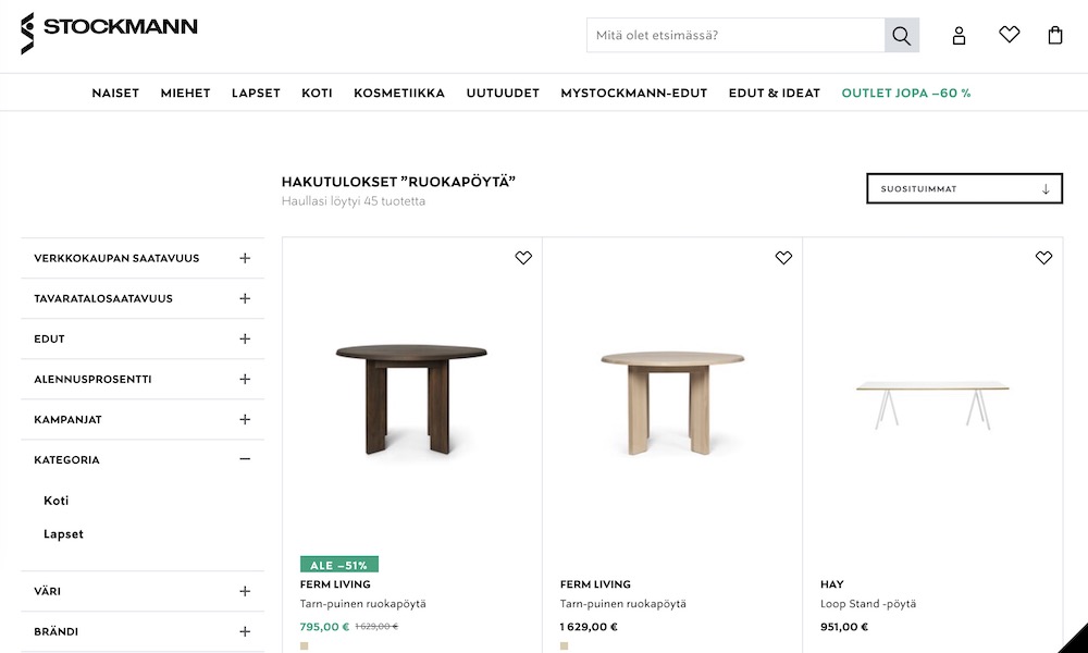 Stockmann ruokapöydät